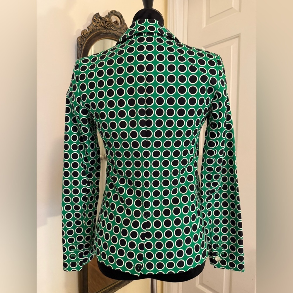Michael Kors Blazer Jacket MK Green Black White Polka Dot - Picture 3 of 8
